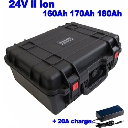 Li ion 24v 160Ah 170ah 180ah Battery pack Built in 100A BMS propeller Solar energy storage AGV fish boat yacht RV EV+20A Charger