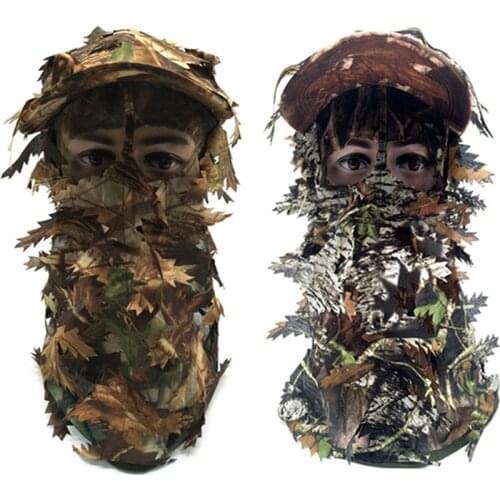 Airsoft Camouflage 3D Leaf Stereo Mask Outdoor Camping Hunting Bionic Breathable Headgear Balaclava Hat Full Face Mask