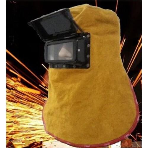 Leather Welding Helmet Mask W/ Solar Auto Darkening Filter Lens Welder Hood ATT