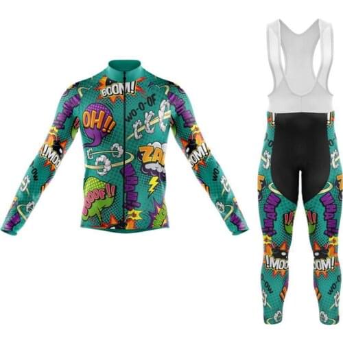Explosive comic-themed mens cycling jersey, quick-drying, long-sleeved road bike, cycling jersey, spring and autumn
