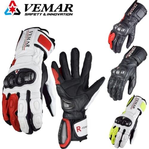 VEMAR Carbon Fiber Top Motorcycle Gloves Leather Safety Comfortable Extreme Motorbike Sports Gloves Men Breathable Outdoor Race