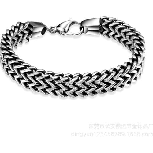 Oulai777 men bracelet 2019 stainless steel link chain on hand men accessories charm male bracelets bangles mens rock style punk