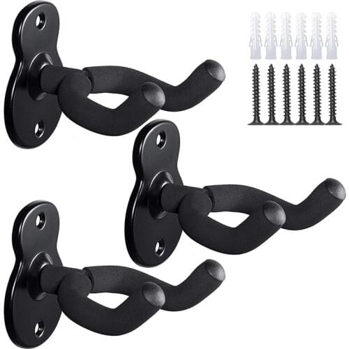3 Pack Guitar Wall Hanger,Guitar-Shaped Metal Guitar Wall Mount with Screws,for Acoustic Electric Bass Classical Guitars