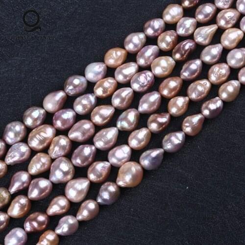 AA 12-16mm Natural Pink purple 16 Inches Edison Shape Freshwater Pearl String