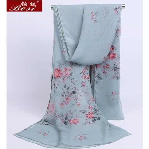2020 New Silk Flower print scarf Soft women for summer fashion Chiffon Multicolor long scarves bohemian hijab for ladies shawl