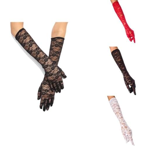 New Ladies Lace Wrist Gloves Long Thin Satin Magician Party Dress Prom Wedding Glove