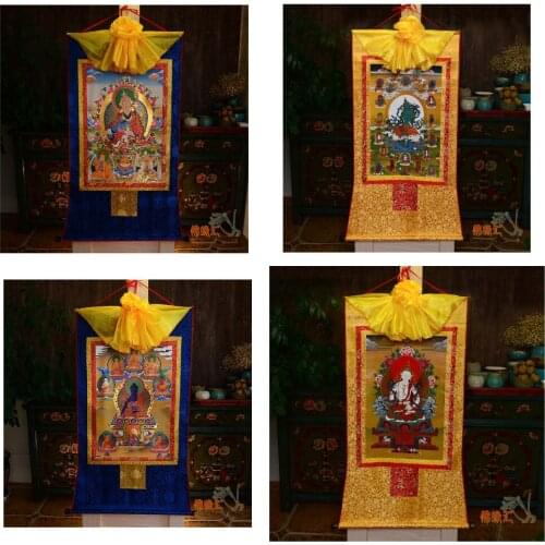 Wholesale Buddhist supplies 4P--60 CM Thang-ga Thangka -efficacious Protection Vajrasattva Guru Rinpoche the Medicine Buddha art