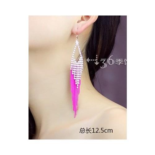 Wholesale Japan Bohemia long Tassel Earrings folk style earrings crystal earring and exaggerated Korean female atmosphere