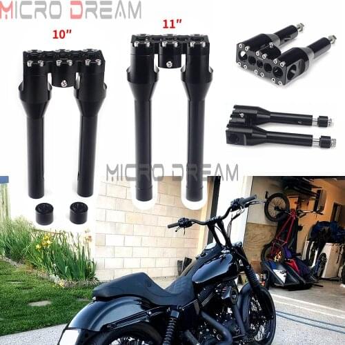 1-1/4" Motorcycle Handlebar Risers 10"+1" 10" 11" For Harley Dyna Street Bob Softail Sportster 883 1200 Touring Road King Glide