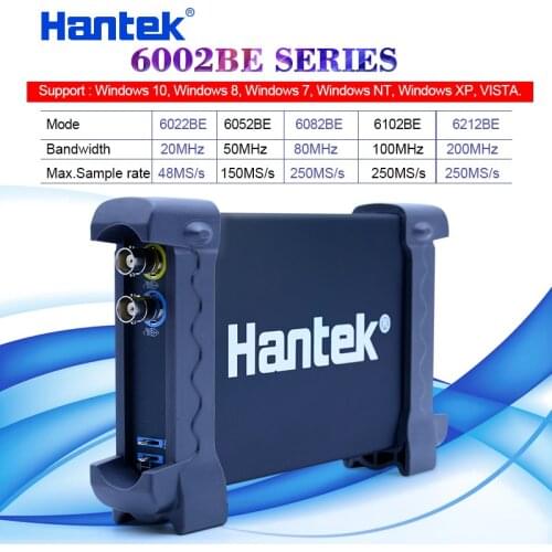 Hantek PC USB portable oscilloscope 20MHz-200MHz 2 Channels 48MS/s-250MSa/s Oscilloscope 6022BE/6052BE/6082BE/6102BE/6212BE