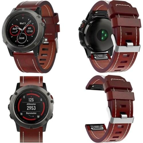 Genuine Leather Wrist Strap 22MM Watch Band Replacement Watch Strap For Garmin Fenix 5 Quick install Accessories Bracelet