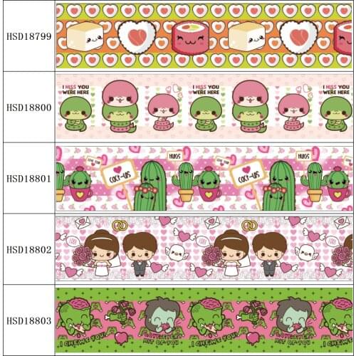 22MM 25MM 38MM 50MM 75mm Printed Pattern on Grosgrain Ribbon for diy ribbon