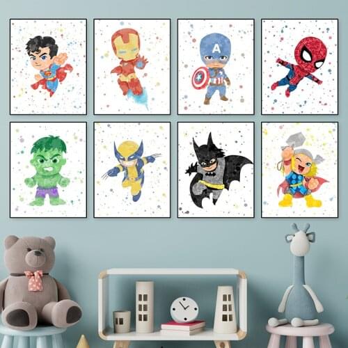 Marvel Watercolor Cartoon Diamond Painting 5d Diy Square/Round Drill Diamond Embroidery Cross Stitch Kits Mosaic Home Decor