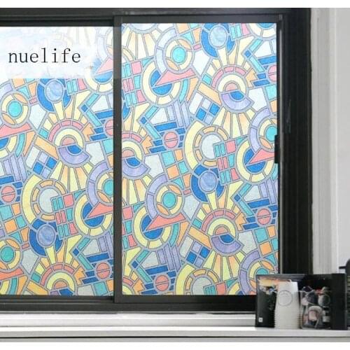 Stained Retro window privacy film glass sticker Rotating art Frosted Etched geometric Non-Adhesive PVC film window decoration