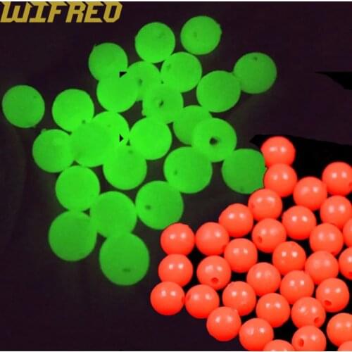 Wifreo 100pcs Luminous Beads Fishing Space Beans Round Float Balls 3mm-12mm Plastic Light Glowing Round Tackle Lure Accessories