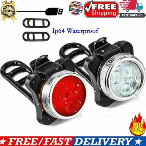 USB Rechargeable Bright LED Bike Lights Set Headlight Front light Taillight Combinations LED Bicycle Bicycle Light