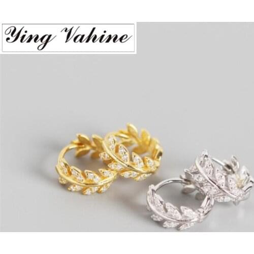 Ying Vahine 100% 925 Sterling Silver Exquisite Olive Leaf Stud Earrings for Women