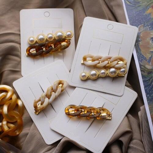 1 Set Acrylic Hair Clips for Women Fashion Geometric Pearl Barrettes Hairpins Headwear Hair Accessories Girl Jewelry Barrettes