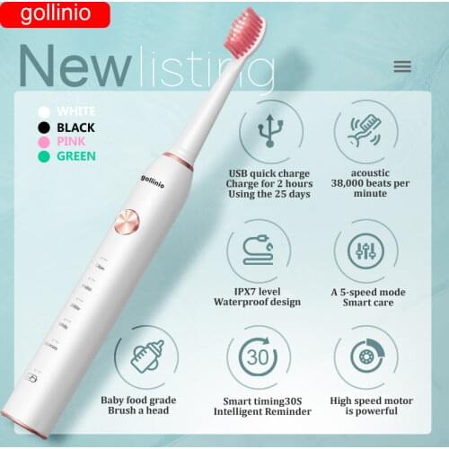 Toothbrush electronic sonic electric toothbrush usb fast charging teeth brush case Rechargeable gollinio Replacement Head GL41E