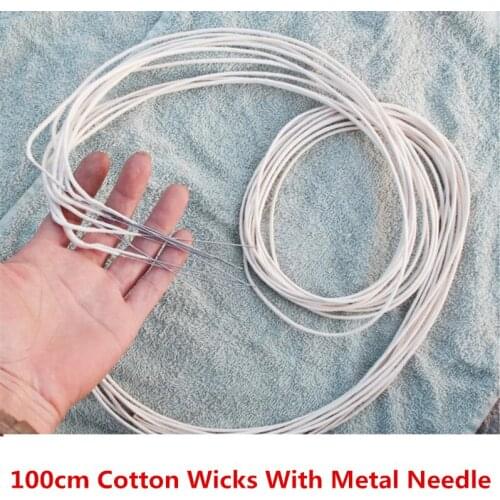 100cm/pcs Cotton Wire Wicks With Long Metal Needle Fit For Zippo Zorro Kerosene Oil Petrol Lighters DIY Repair Upgrade Accessory