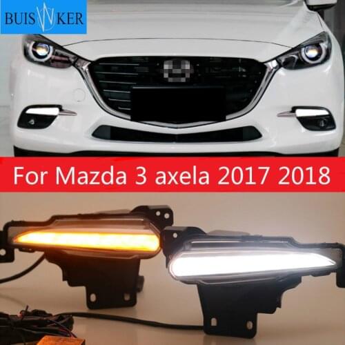 2pcs DRL for Mazda 3 axela 2017 2018 12V LED car DRL Driving daytime running lights fog lamp with turn Signal style Relay