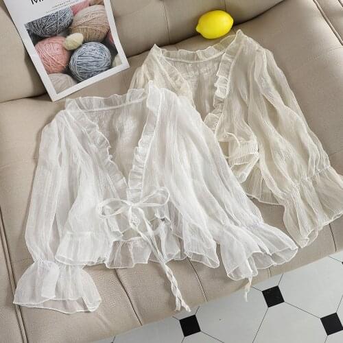 2020 Women Spring Chiffon Blouse Woman casual Blouse Loose Long Sleeve womens tops and blouse Spring Drawstring Blouses G1740