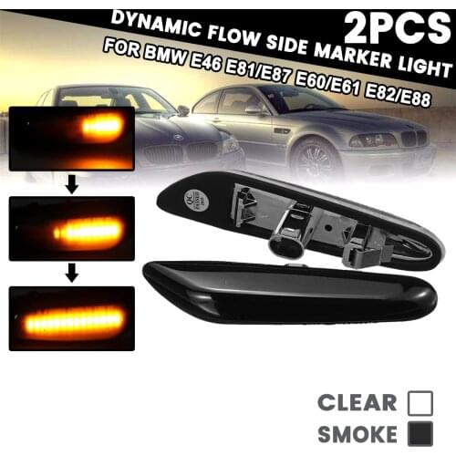 2x Car Flowing Water LED Side Marker Day Light Dynamic Repeater Turn Signal Indicator Lamps For BMW E46 E81/E87 E60/E61 E82/E88