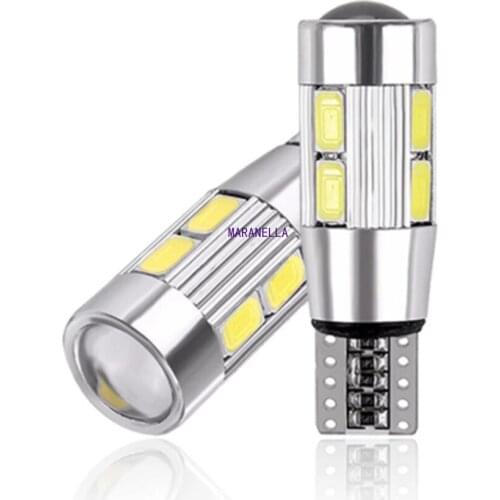 2x W5W T10 LED Canbus No error 12V 6000K 5630 10 SMD Car 5W5 LED Bulb Clearance Wedge Side Turn Singal Light Super Bright White