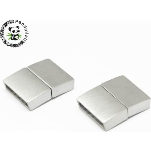 304 Stainless Steel Magnetic Clasps, Rectangle, Stainless Steel Color, 21x16.5x4.5mm, Hole: 2.5x15mm