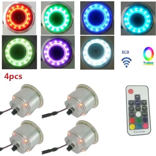 4pcs 8 Colors RGB LED Cup Drink Holder with Remote Controller for Boat Yacht Truck Car Apartment RV