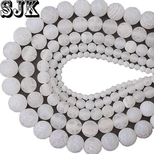 Free Shipping Natural Frost Weathered White Agates Round Loose Beads 4 6 8 10 12mm For Diy Handmade Necklace Bracelet Making