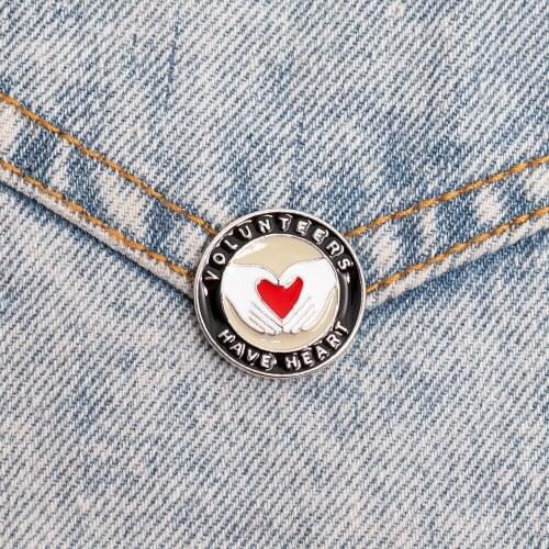 Volunteer Have heart lapel badges pins brooches for event gifts -Iron plated brass+butterfly button