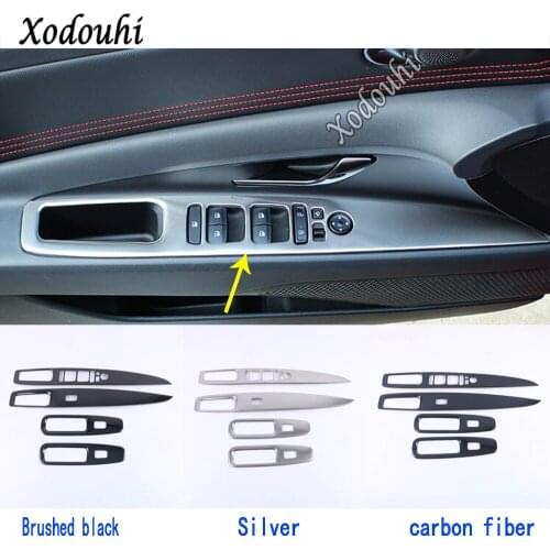 For Hyundai Elantra Avante 2021 2022 Car Body Stainless Steel Door Window Glass Panel Armrest Lift Switch Button Trim Frame 4pcs