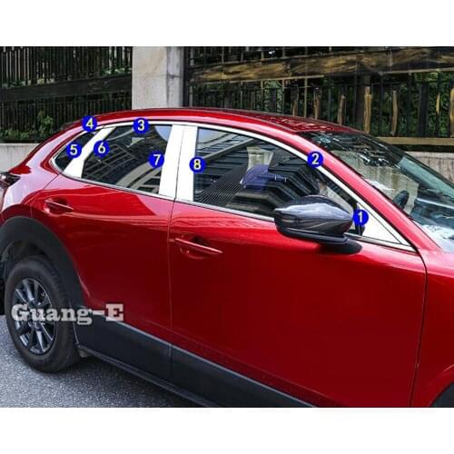 For Mazda CX-30 CX30 2020 2021 Car Styling Cover Stainless Steel Garnish Pillar Window Middle Strip Trim Frame Hoods Parts