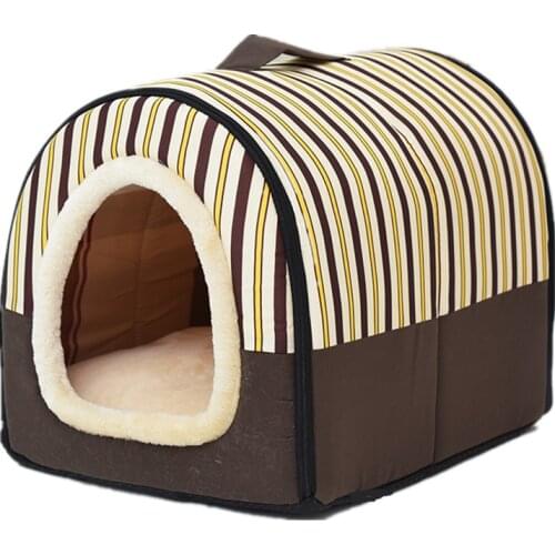Striped Stars Dog House Kennel Nest With Mat Portable Pet Dog Bed Cat Bed House Small Medium Dogs Outdoor Travel Pet Beds Bag