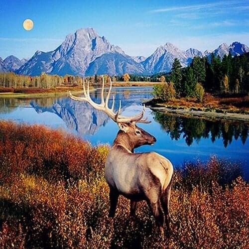 L4811 Scenic Deer cross stitch Oil painting girl 11/ 14ct /16/28/27CT cotton thread embroidery DIY handmade needlework