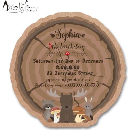 Woodland Animals Theme Invitation Card Party Supplies Woodland Invitation Party Decorations Event Birthday Custom-Made 16PCS