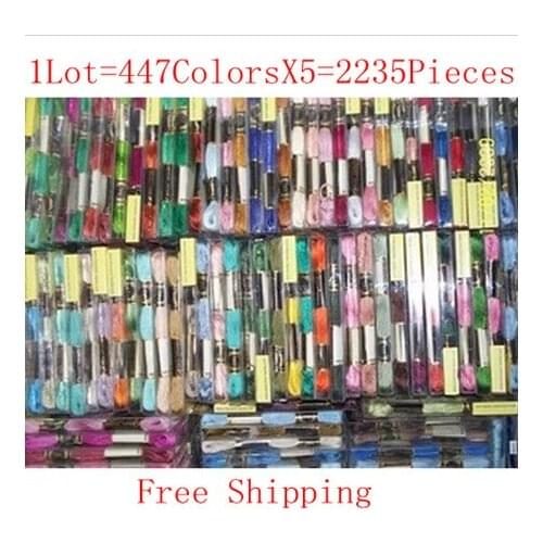 Best Choice 1Lot=447ColorsX5=2235Pieces DIY Cross Stitch Embroidery Thread Similar DMC Thread Cross Stitch Skein Free Shipping