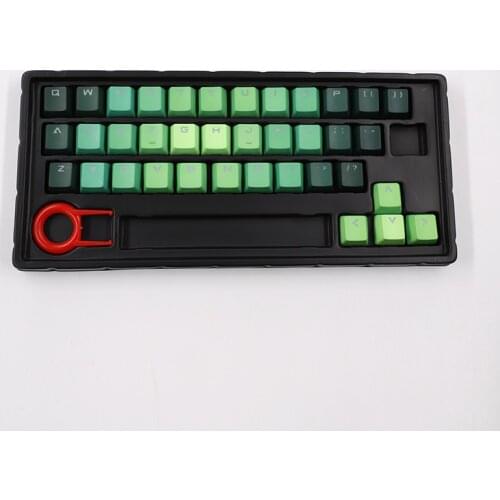 Cherry37keys PBT dyed rainbow blue Fairy mechanical keyboard words through the green letter area direction keycap