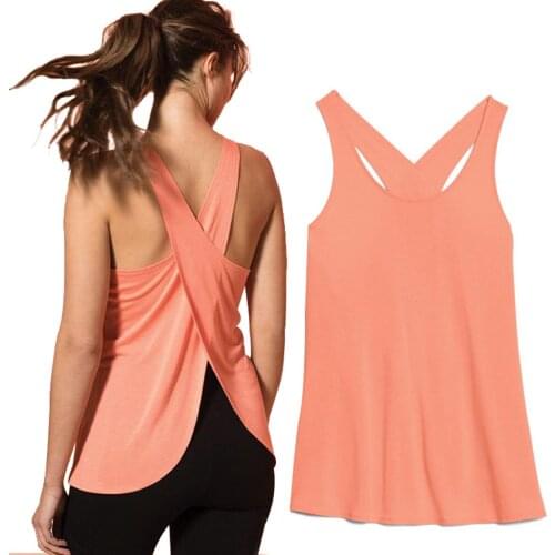 New Female Vest Solid Color Round Neck Sleeveless T-Shirt Women’ s Running Fashion Cross Back Shirt S/M/L/XL