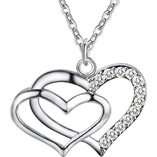 Wholesale Charm Silver Color Pendants For Women Fashion Jewelry Necklace Lady Fashion Jewelry Pendant Small And Big Heart AN106