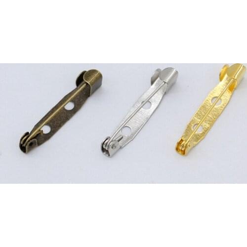 20/25/30mm Brooch Base Back Bar Pins Findings Jewelry Making Clip Safty Catch Findings Gold Silver Plated Metal Pin Back Brooch