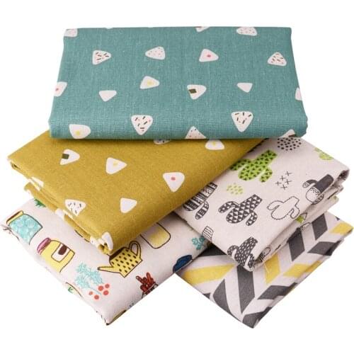 QUAN FANG Printed Cotton Linen Fabric For DIY & Quilting,Sewing,Sofa,Table Clothes,Curtain,Bag,Cushion Material 50x150cm