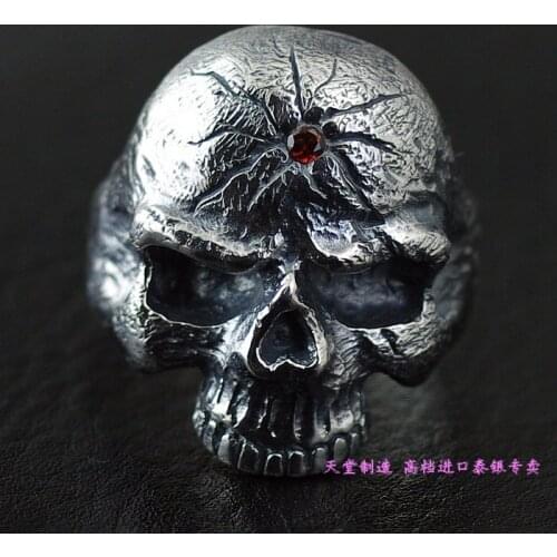Retro finishing 925 pure silver skull ring