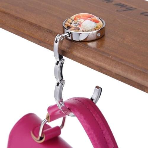Foldable Bag Hooks Portable Metal Handbag Hook Hanger Table Bag Purse Holder Multi-Purpose Hooks