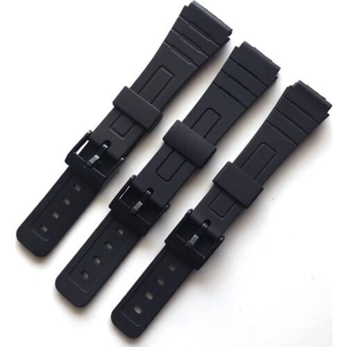 Watch Band Replacement Strap For Casio F-91W-1 F91WM F-84W F-94W Black Resin Plastic Wrist Watchstrap with Pins Metal Buckle