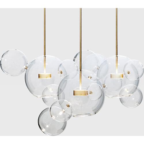 Modern Living room Chandelier Warm/White Lighting Creative Clear Glass Bubble LED Pendant Lamp for Dinging room Lighting Fixture