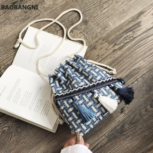 Handbags Women Bags Small Bag Chinese Style Messenger Shoulder Bag Costume Cloth Purse Tassel Bucket Bag