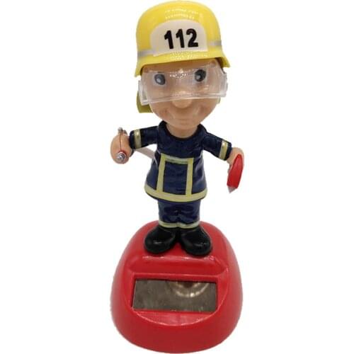 Car Ornaments Solar Decoration Firefighter Shaking Head Doll Car Decoration For Car Decoration Accessories Home Decoration