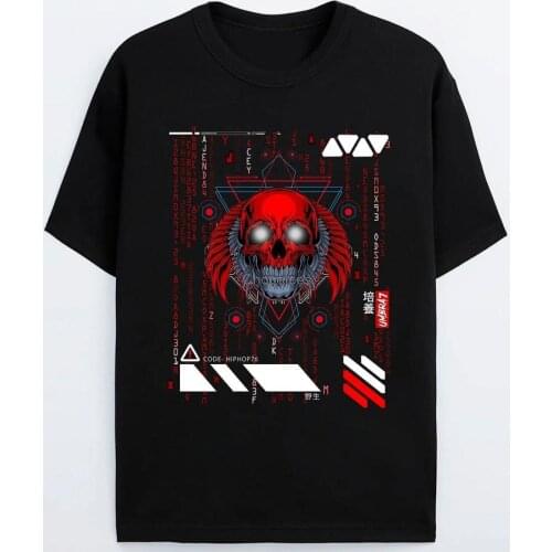 UMBRA7 Cyber Skull Shirt Japanese Streetwear Hip Hop Clothing